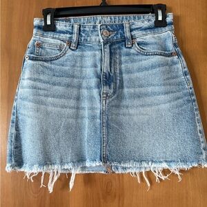 American Eagle Outfitters Light Blue Frayed Mini Skirt